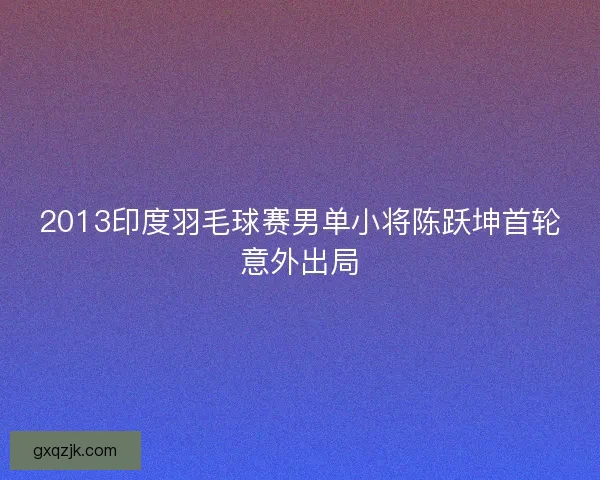 2013印度羽毛球赛男单小将陈跃坤首轮意外出局
