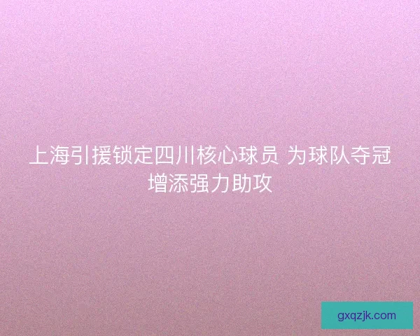 上海引援锁定四川核心球员 为球队夺冠增添强力助攻