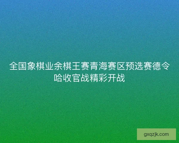 全国象棋业余棋王赛青海赛区预选赛德令哈收官战精彩开战