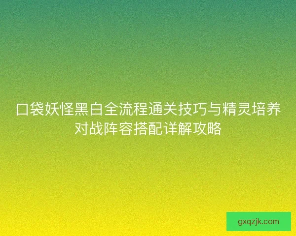 口袋妖怪黑白全流程通关技巧与精灵培养对战阵容搭配详解攻略