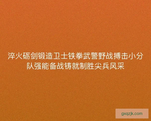 淬火砺剑锻造卫士铁拳武警野战搏击小分队强能备战铸就制胜尖兵风采